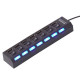 USB HUB разклонител с 7 порта и индивидуални ключове - топ цена