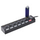 USB HUB разклонител с 7 порта и индивидуални ключове - топ цена