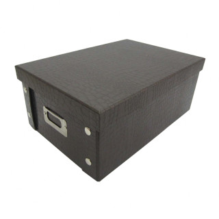Купете практична кафява кутия за съхранение с капак 22x32x13 см